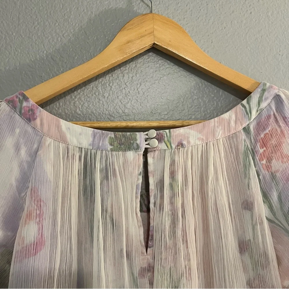 Anthropologie HD Pink And Yellow Floral In Paris Dipped Chroma Swing Dress 8 - Picture 10 of 11